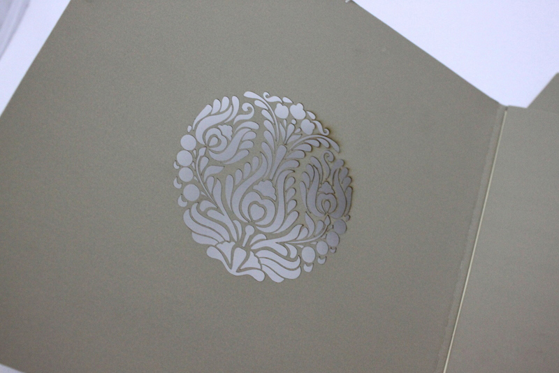 Light brown wedding invitation card with laser cut motif - Click Image to Close